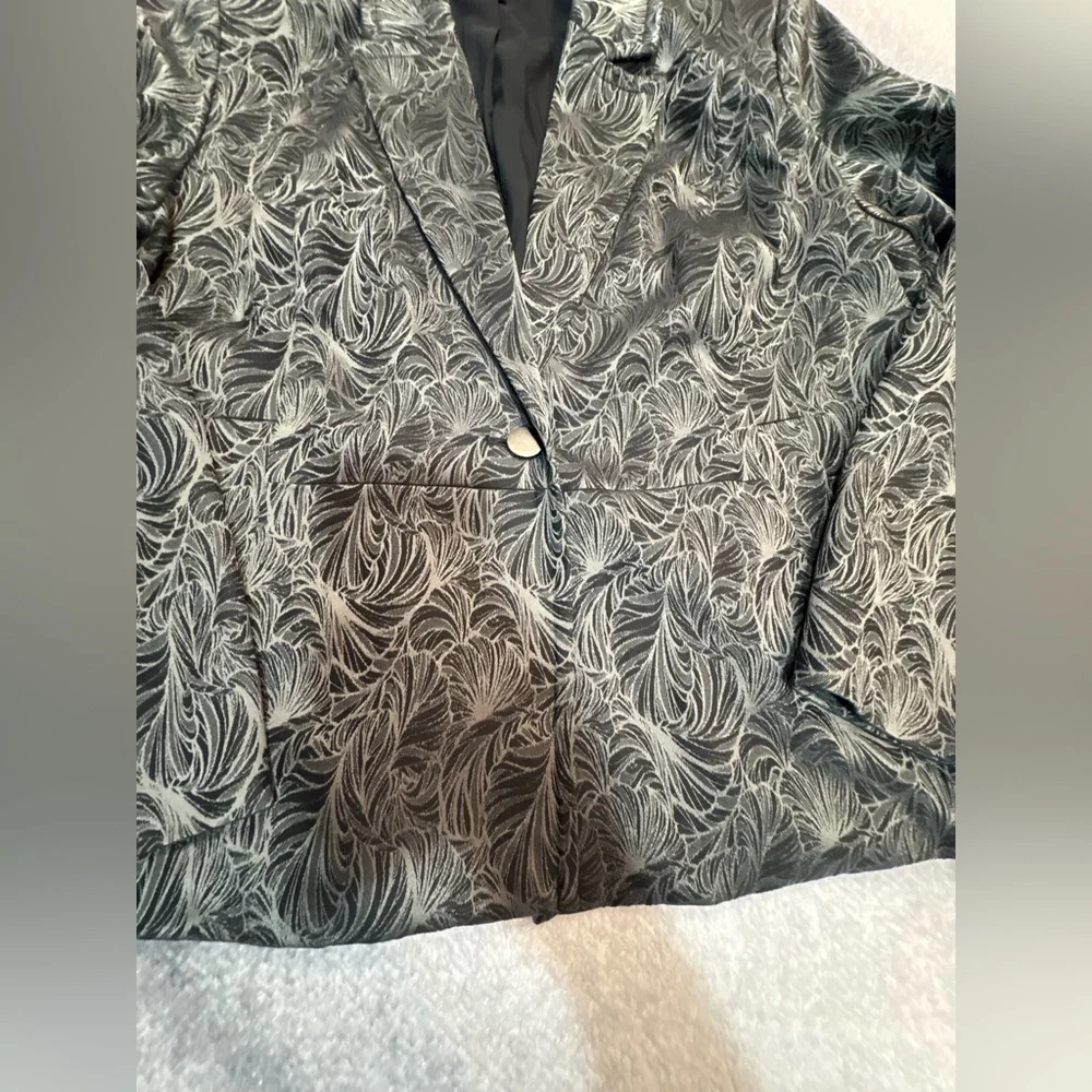 (B2) Lane Bryant Green Gray Black Work Dressy Jacquard‎ Blazer Jacket 22 24